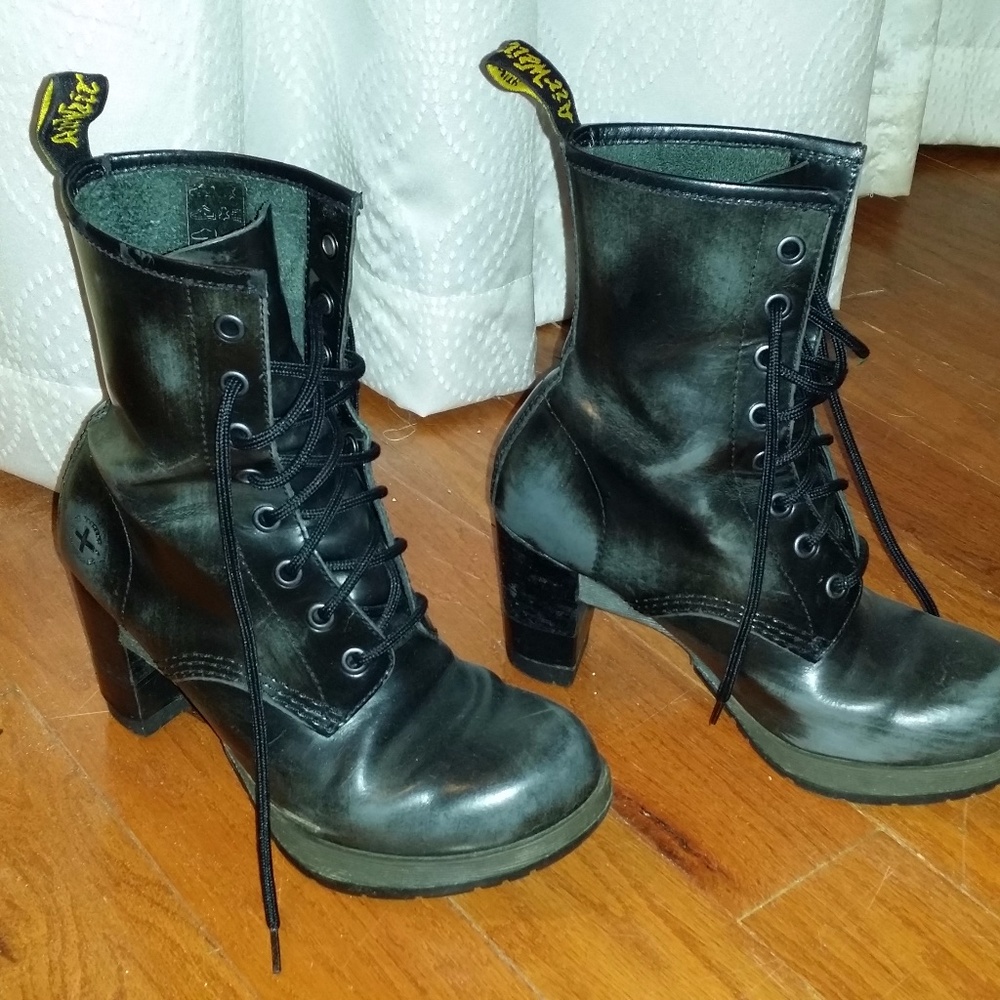 Dr. Martens black Darcy heels, leather boots